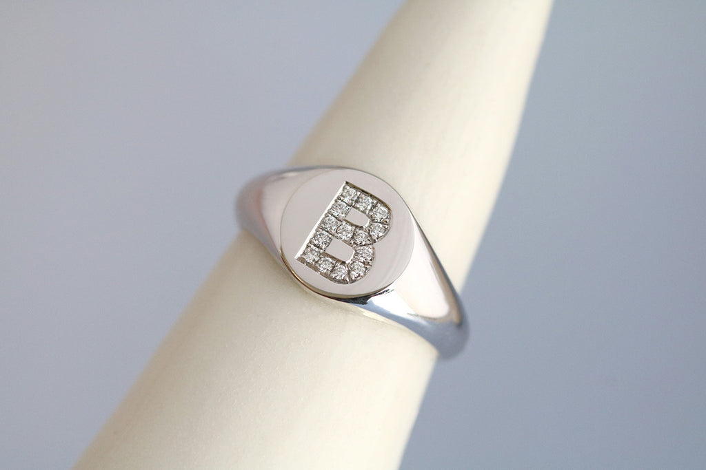 diamond B signet ring