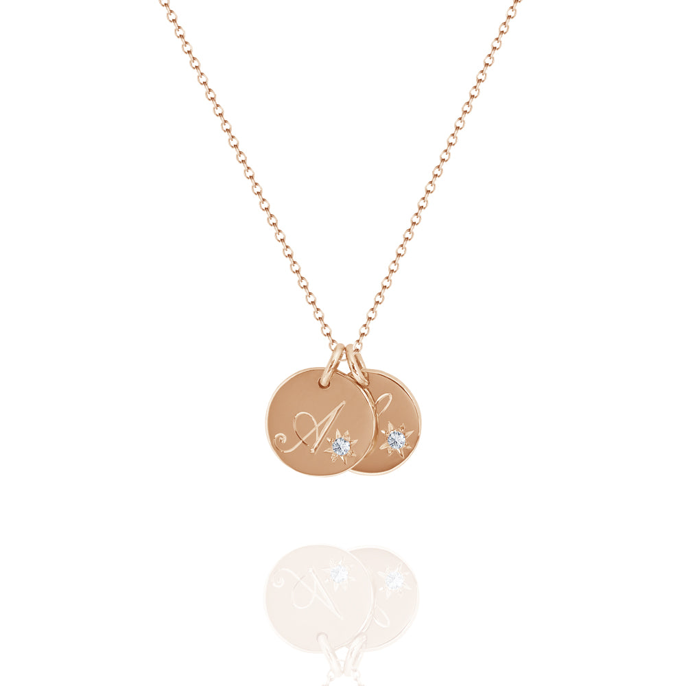 rose gold double initial necklace