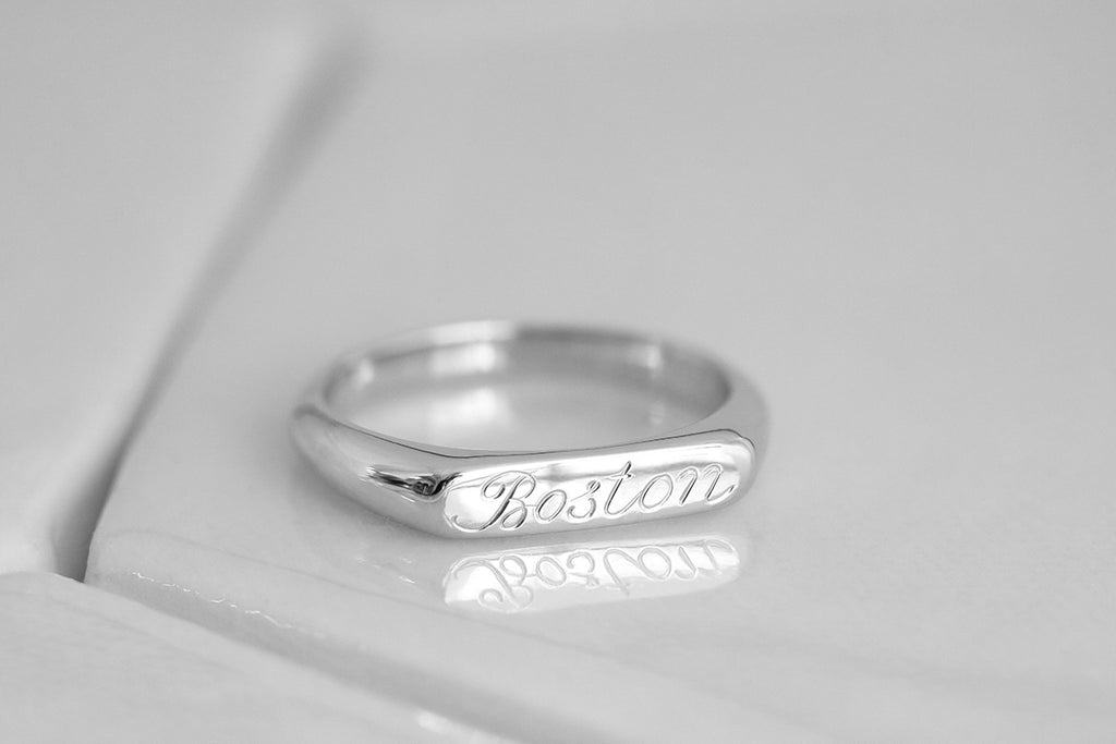 engraved name signet ring