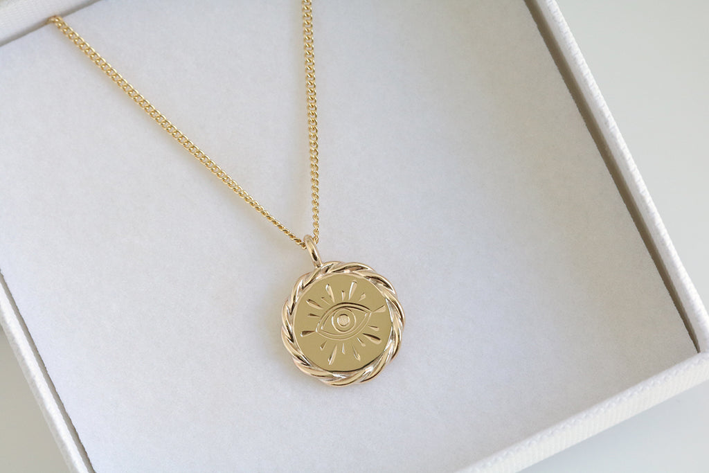 Evil Eye Necklace Yellow Gold