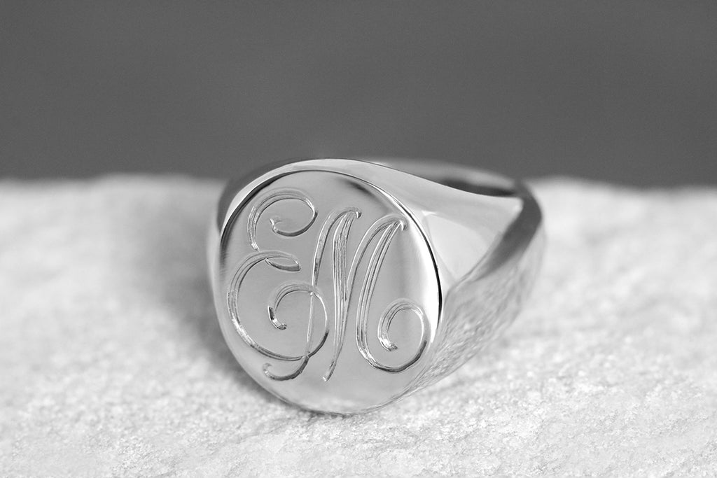 Extra Large Wide Band Signet Ring White Gold