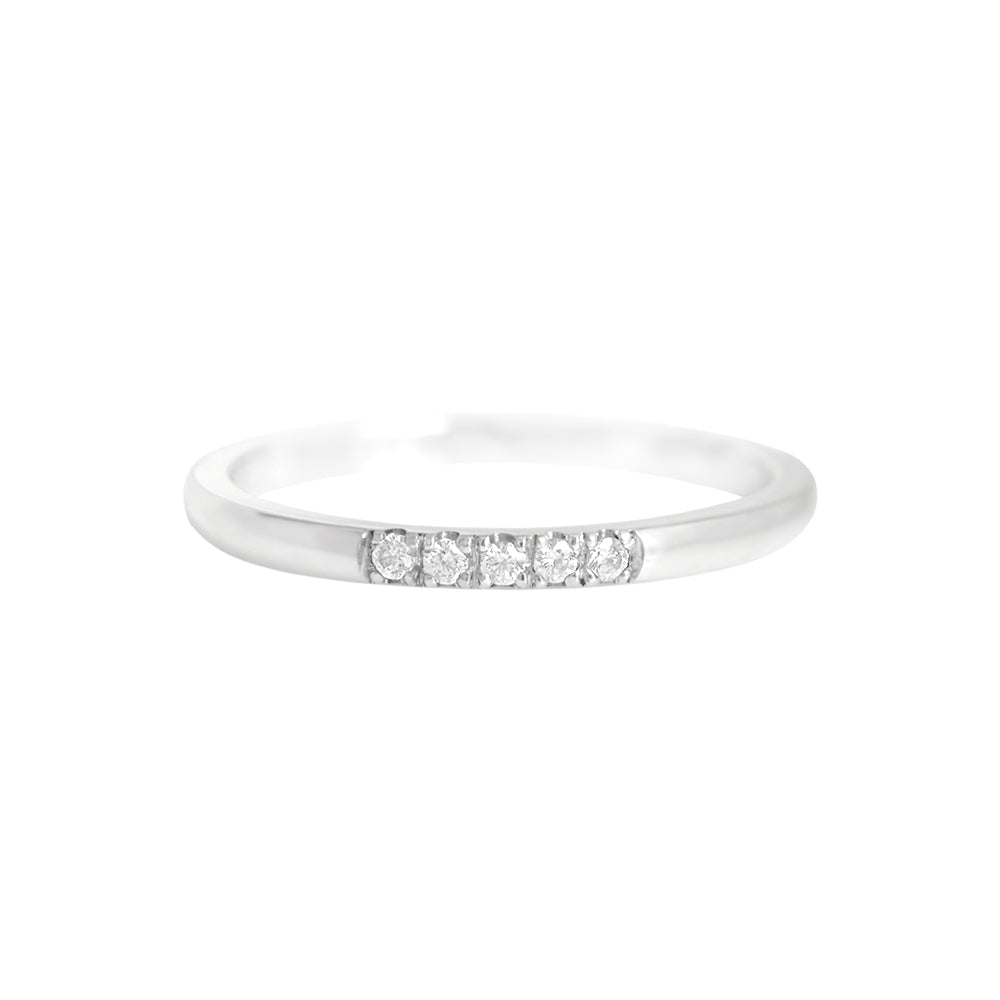 Petite Five Diamond Stacker Ring White Gold