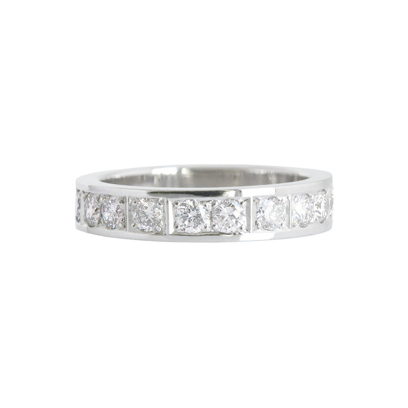 Grain Set Diamond Band White Gold