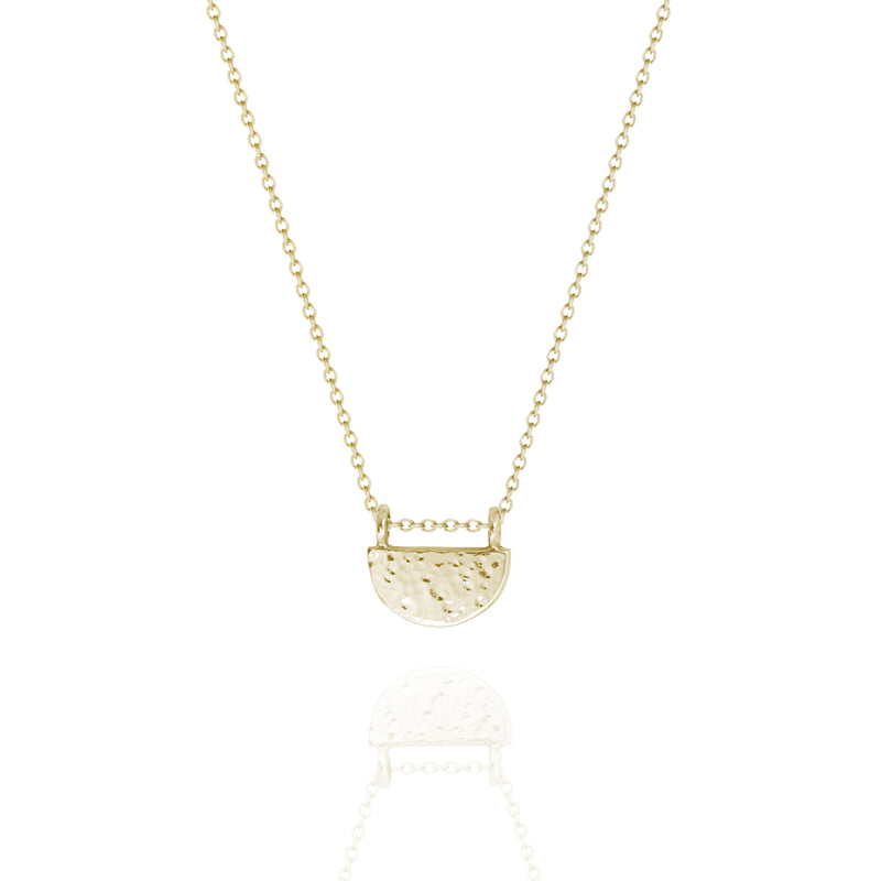 Textured Half Circle Necklace Yellow Gold
