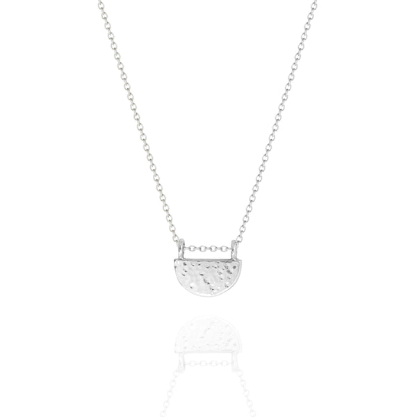 Textured Half Circle Necklace White Gold