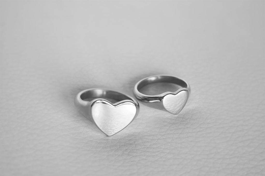 white gold heart shaped rings