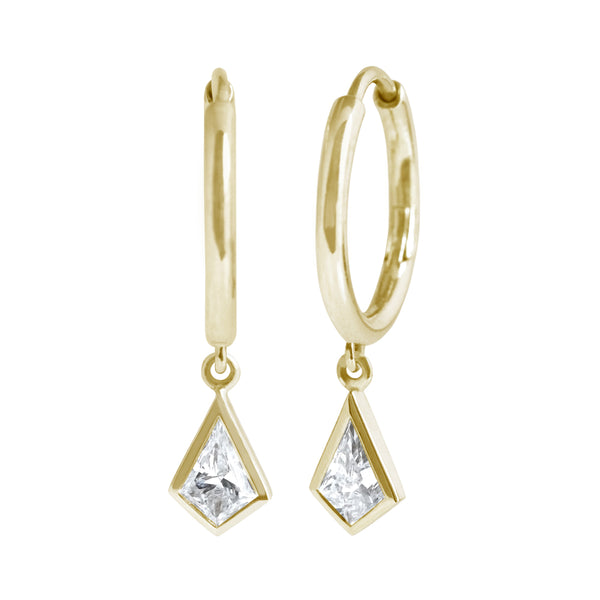 Kite Diamond Drop Earrings Yellow Gold
