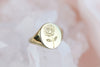 engraved rose signet ring yellow gold