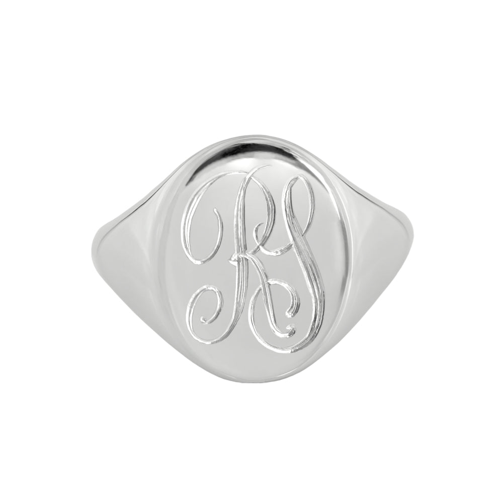 White Gold Monogram Signet Ring