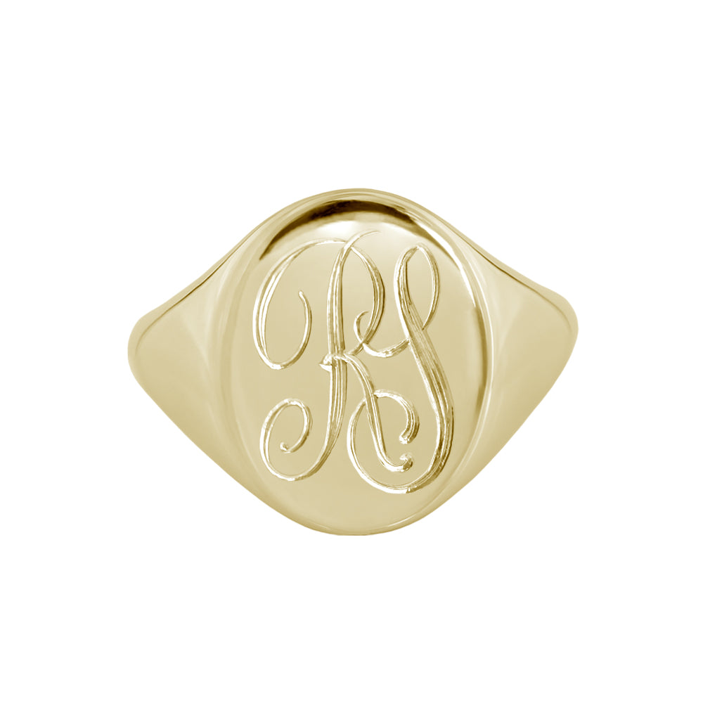 Large Monogram Signet Ring Yellow Gold Scarlett Jewellery Label