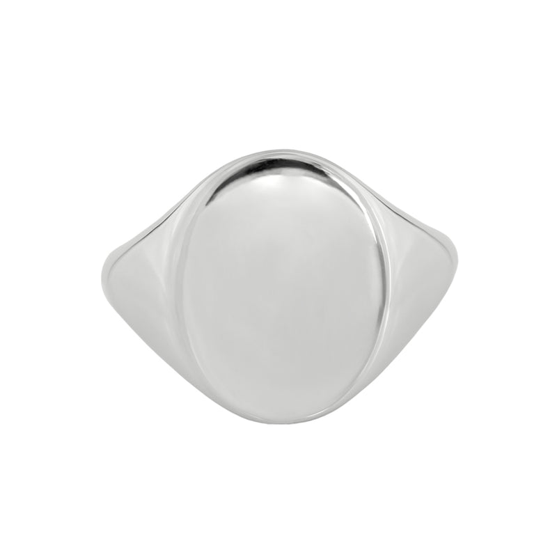 Large Oval Signet Ring White Gold