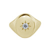 Large Star Set Diamond Signet Ring Yellow Gold