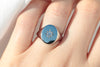 White Gold Star Set Diamond Signet Ring 