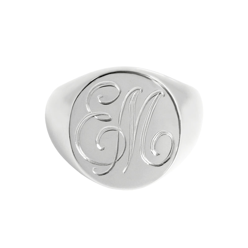 Extra Large Wide Band Signet Ring White Gold