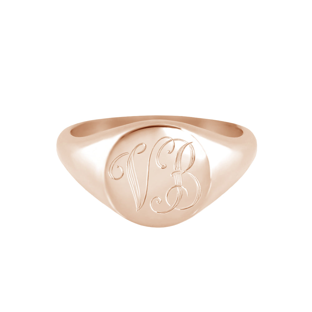 Monogram Round Signet Ring Rose Gold