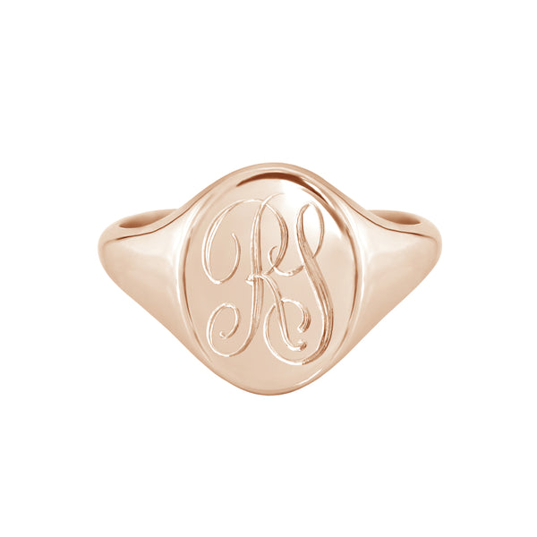 Monogram Oval Signet Ring Rose Gold
