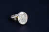 Star Set Diamond Monogram Oval Signet Ring Yellow Gold