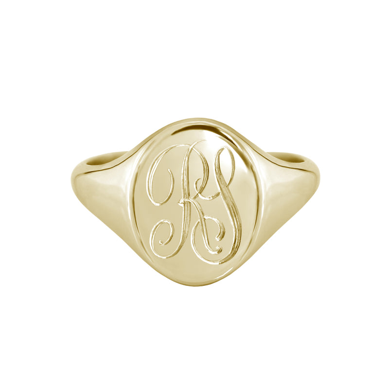 Star Set Emerald Monogram Oval Signet Ring Yellow Gold | Scarlett Jewellery  Label
