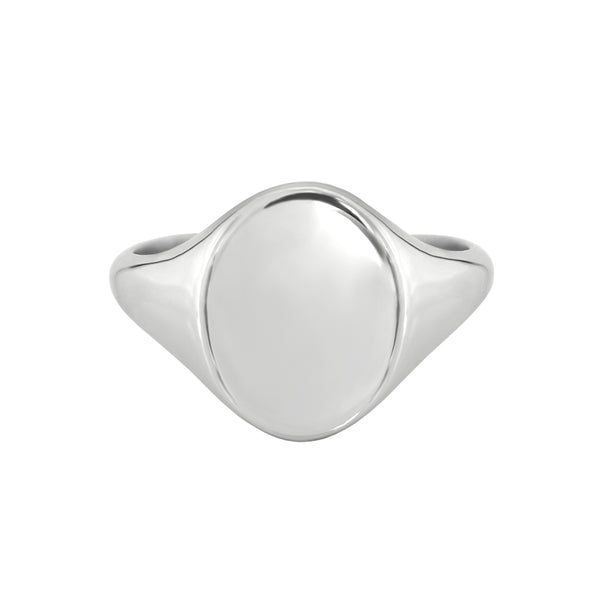 Oval Signet Ring White Gold