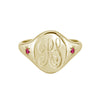 star set ruby monogram signet ring