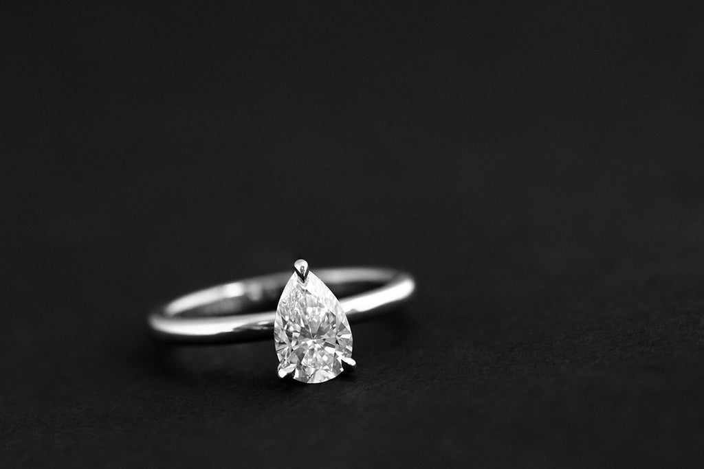 Pear Diamond Solitaire Engagement Ring White Gold