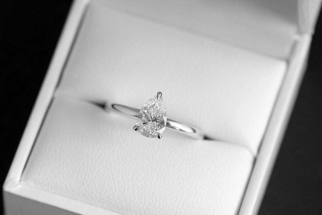 Pear Diamond Solitaire Engagement Ring Platinum