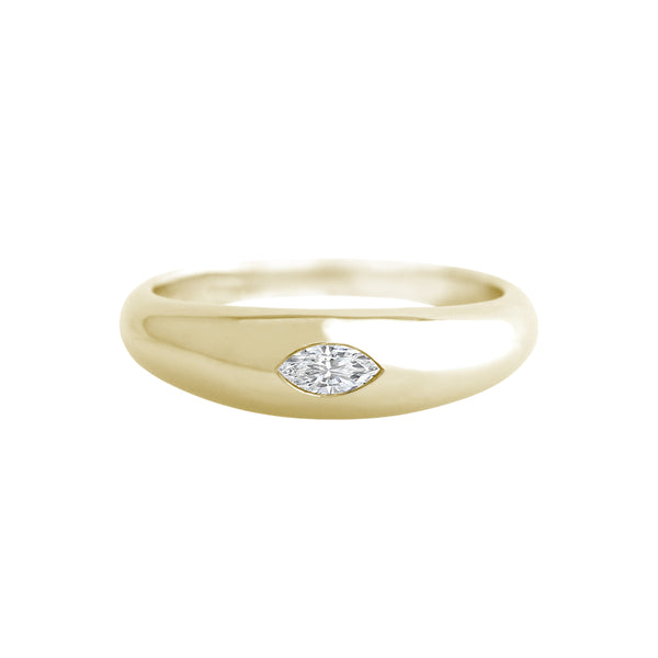 Marquise Diamond Dome Ring Yellow Gold