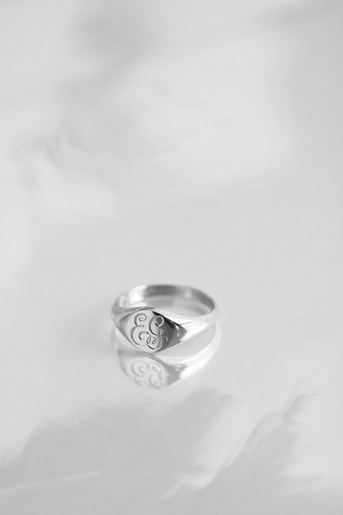 Petite Initial Signet Ring Rose Gold