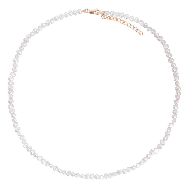Petite Baroque Pearl Choker Necklace Rose Gold