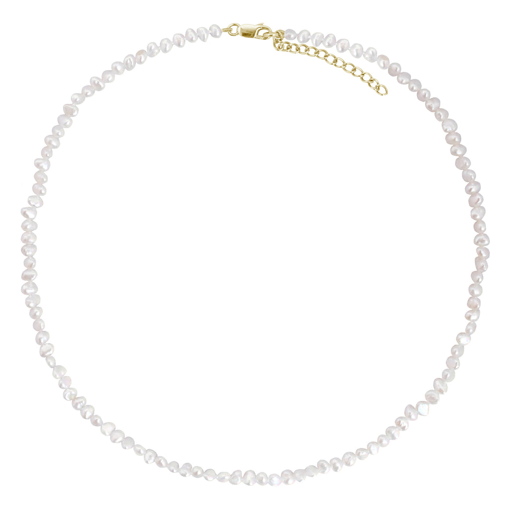 Petite Baroque Pearl Choker Necklace Yellow Gold
