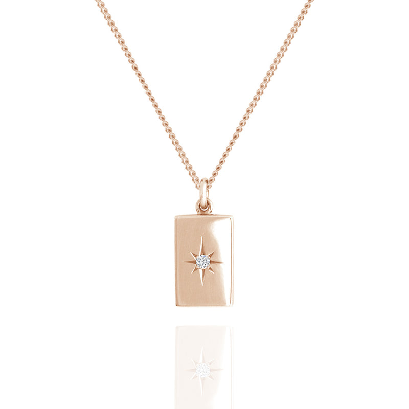 Rectangle Star Set Diamond Necklace Rose Gold