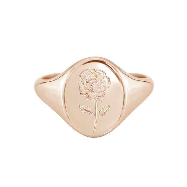 Engraved Rose Signet Ring rose gold