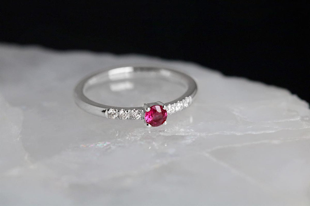 white gold ruby and diamond ring