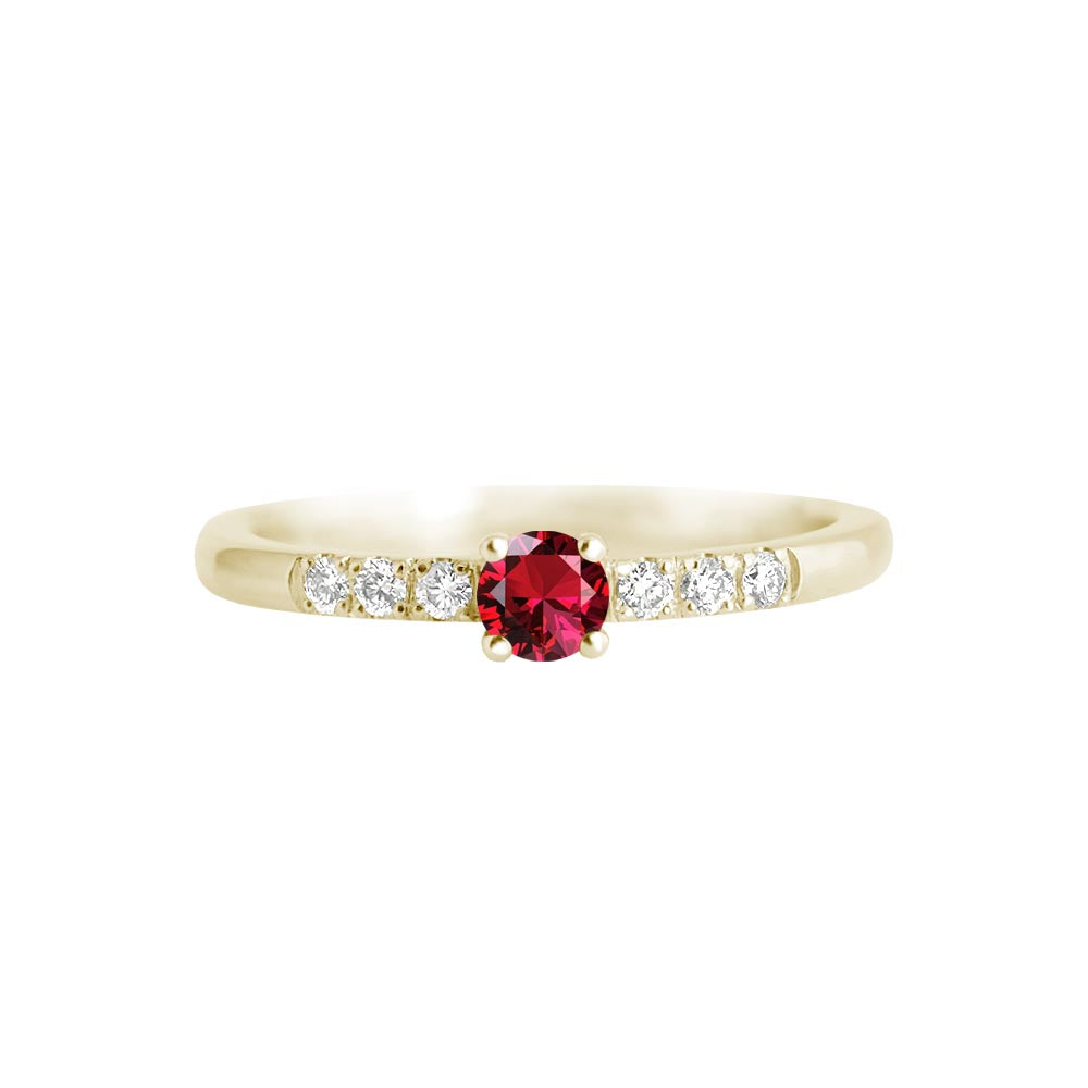 Ruby Ring with Diamonds 9ct Yellow Gold
