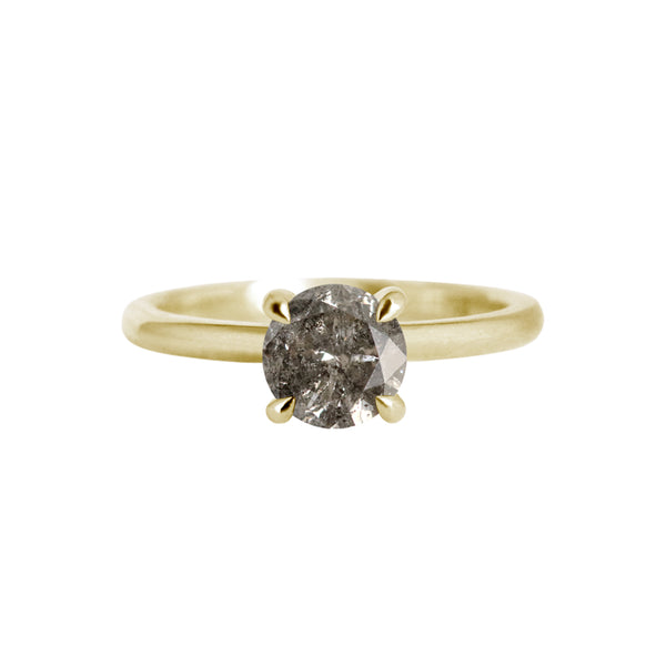 Salt and Pepper Diamond Solitaire Engagement Ring Yellow Gold