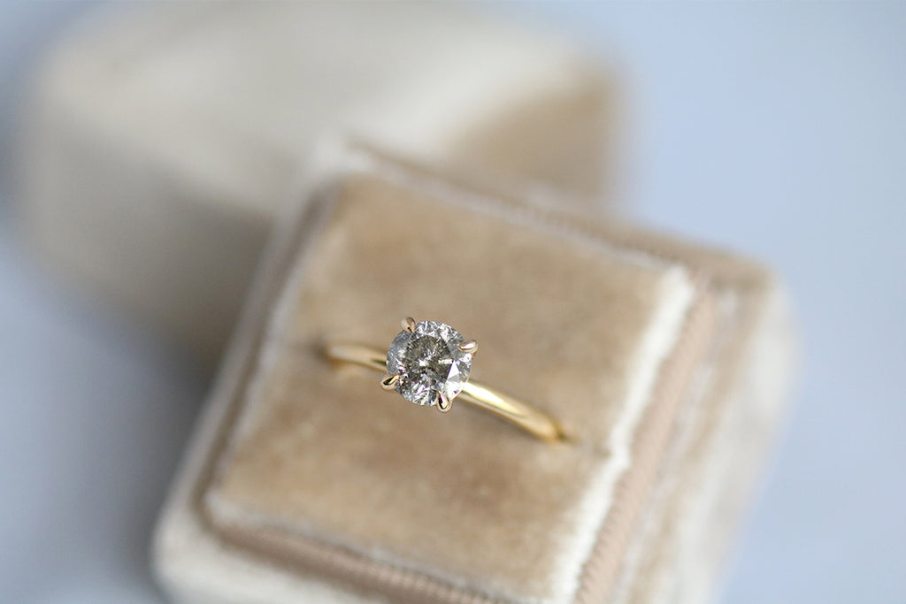 salt and pepper diamond engagement ring yellow gold