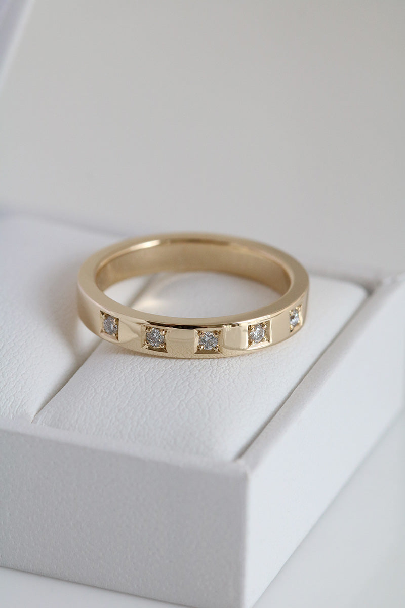 Square Diamond Band Yellow Gold