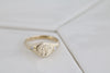 engraved initials signet ring with side diamonds