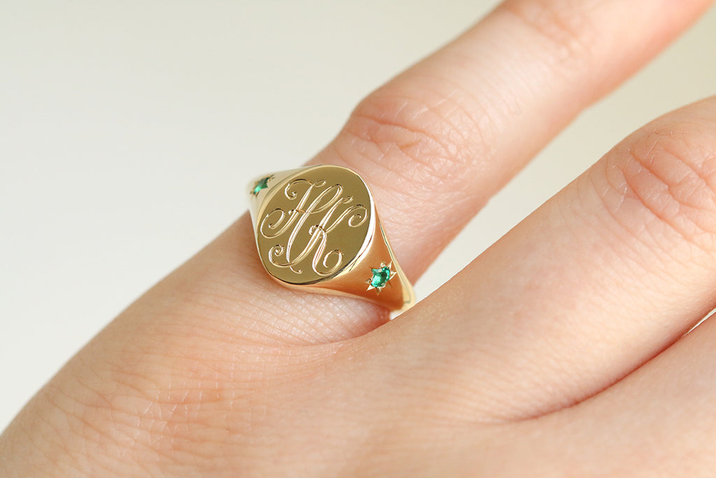 Antique 10k Gold Signet Ring with Monogram WCG – LUXXOR Vintage