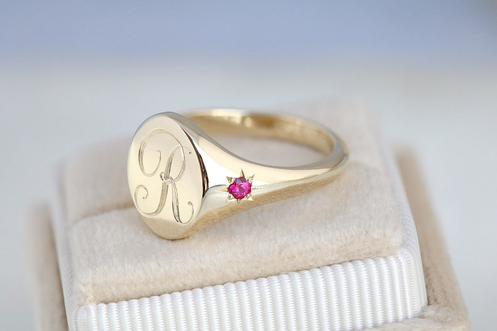 star set ruby signet ring