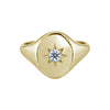 Star Set Signet Ring Yellow Gold