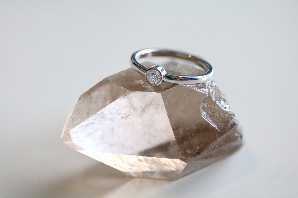 Petite Diamond Bezel Ring White Gold
