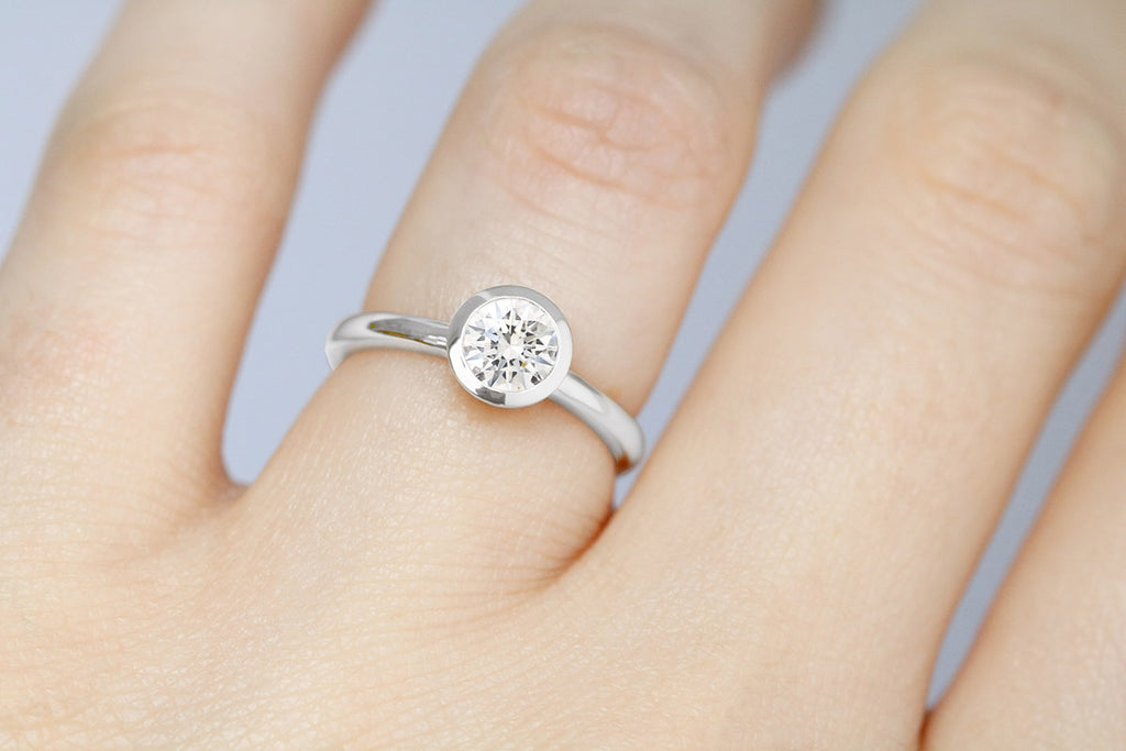 Bezel Set Diamond Ring White Gold