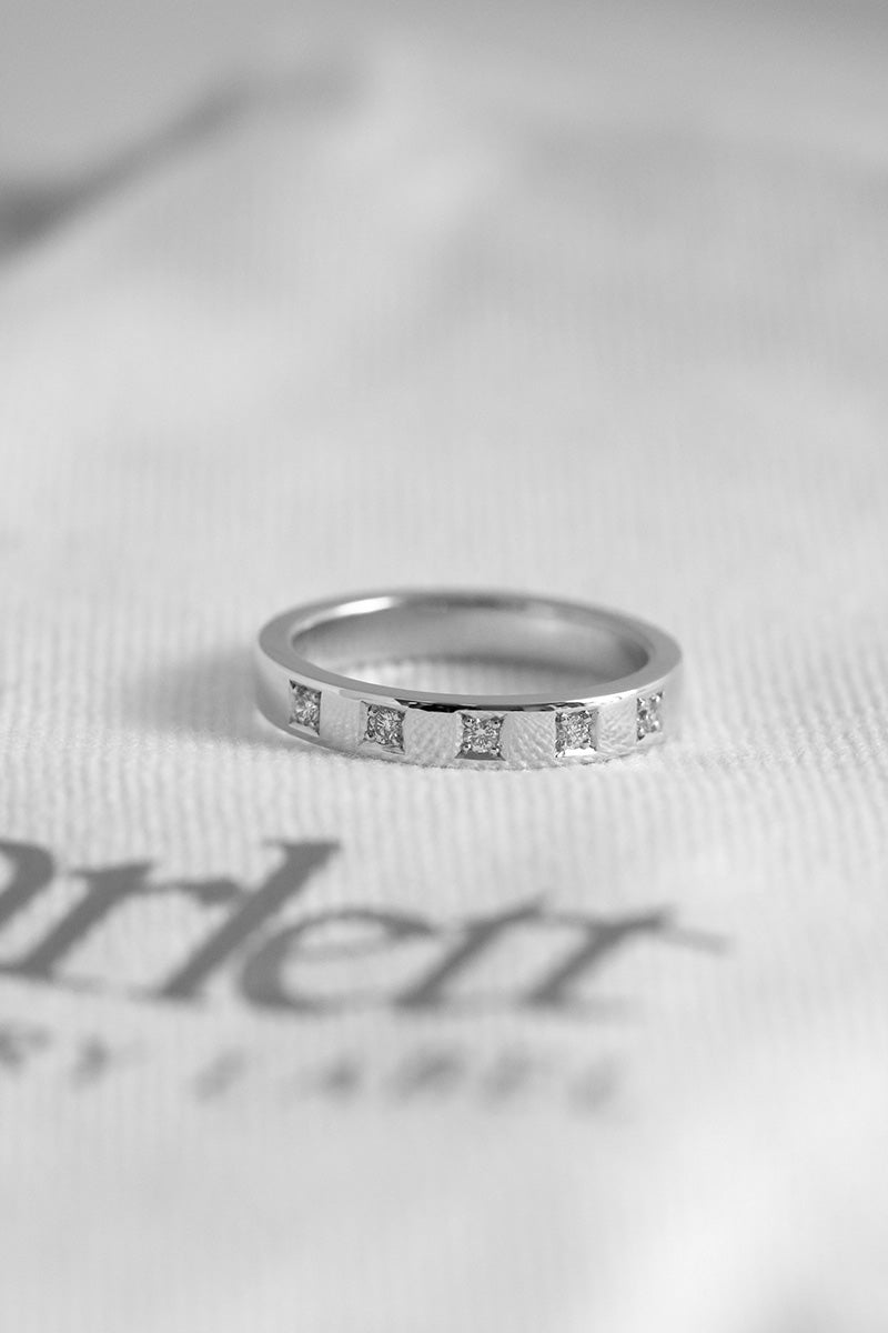 Wide Band Ring with Diamonds