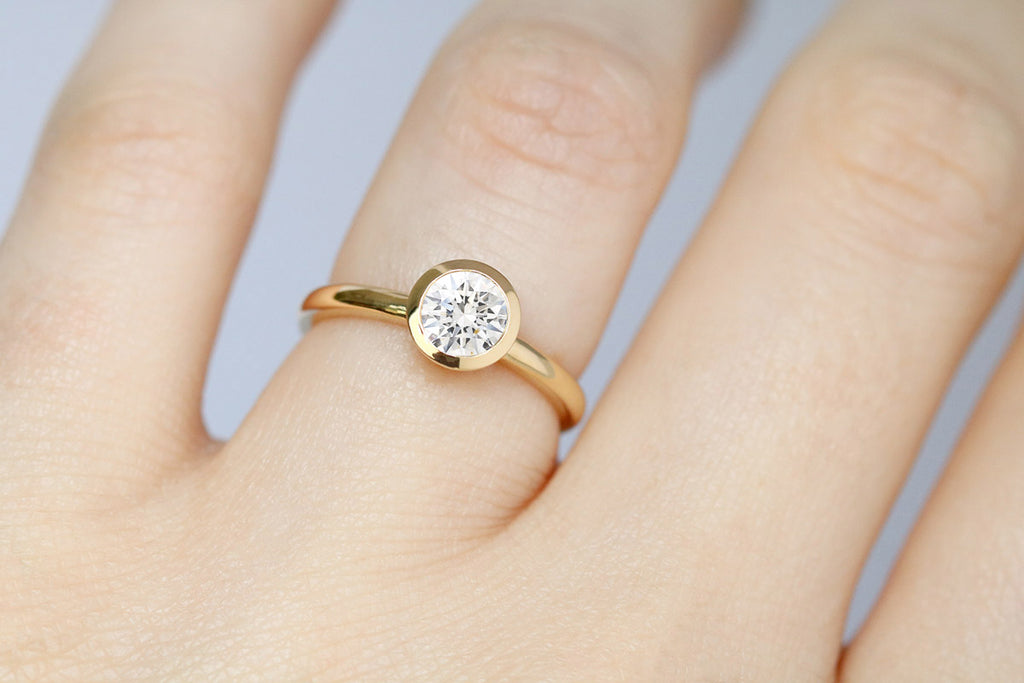 Bezel Set Diamond Ring in Yellow Gold