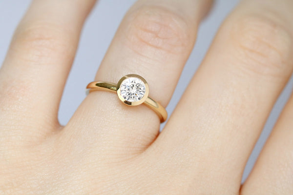 Bezel Set Diamond Ring in Yellow Gold