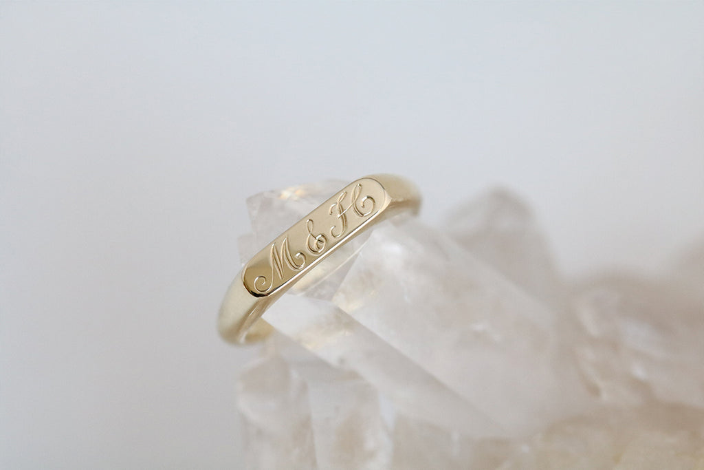 engraved signet ring yellow gold